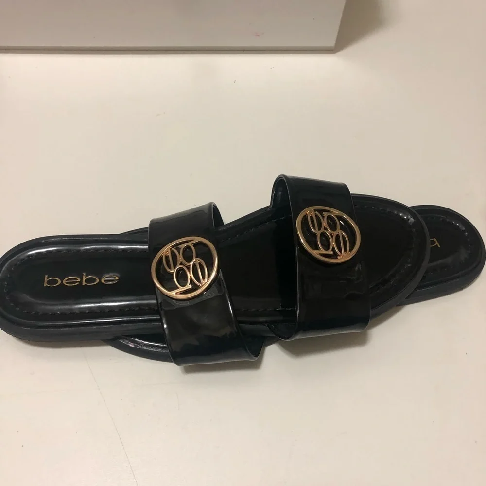 Bebe black patent sandal